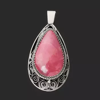 Кулон родонит (нейзильбер) капля