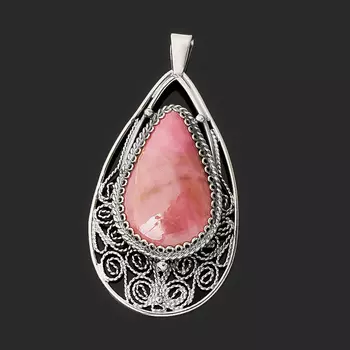 Кулон родонит (нейзильбер) капля