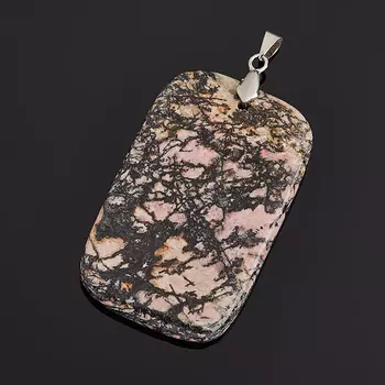 Кулон родонит прямоугольник (биж. сплав) 6,5 см