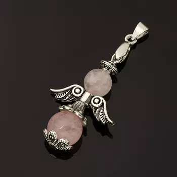 Кулон розовый кварц (биж. сплав)