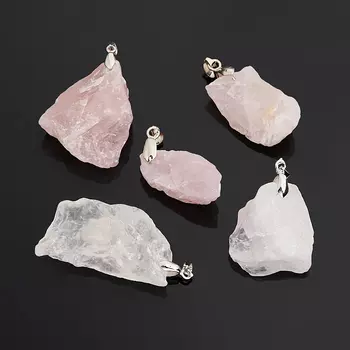 Кулон розовый кварц (биж. сплав) 3,5-5,5 см