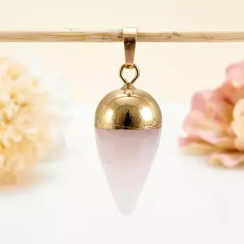 Кулон розовый кварц (биж. сплав) 4 см