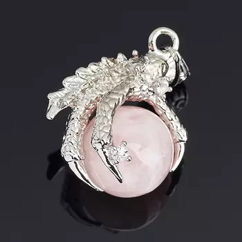 Кулон розовый кварц (биж. сплав) 4 см