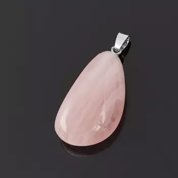 Кулон розовый кварц (биж. сплав) галтовка 4-5 см