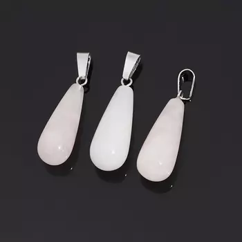 Кулон розовый кварц (биж. сплав) капля 3,5 см