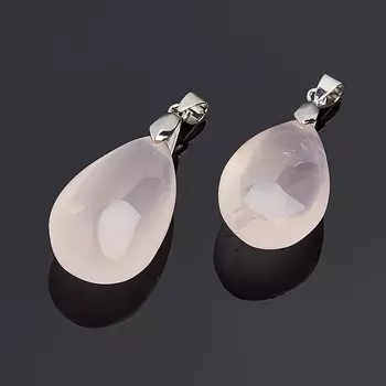 Кулон розовый кварц (биж. сплав) капля 3,5-4 см