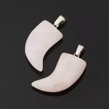 Кулон розовый кварц (биж. сплав) клык 3,5-4 см