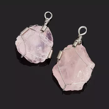 Кулон розовый кварц (биж. сплав) кристалл 4-4,5 см