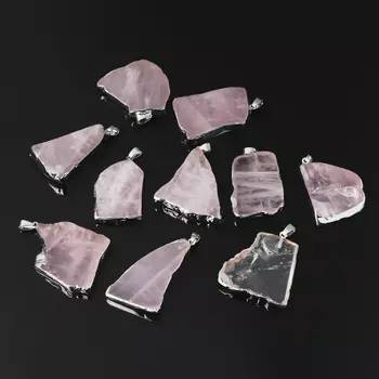 Кулон розовый кварц (биж. сплав) срез 4-5 см