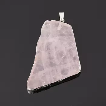 Кулон розовый кварц (биж. сплав) срез 5,5-7 см