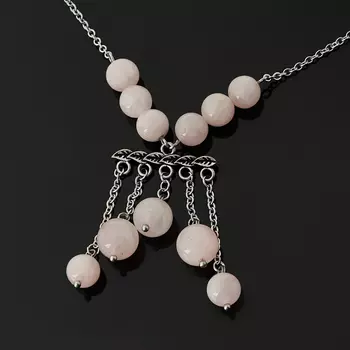 Кулон розовый кварц (биж. сплав, сталь хир.)