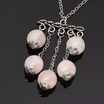 Кулон розовый кварц (биж. сплав, сталь хир.)