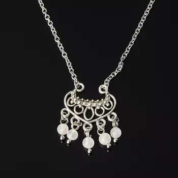 Кулон розовый кварц (биж. сплав, сталь хир.)