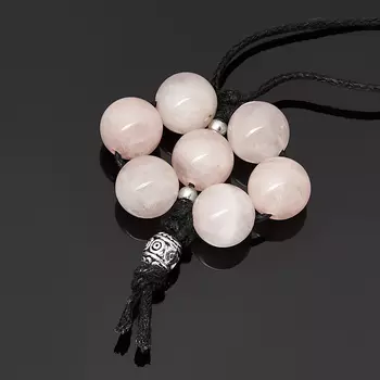 Кулон розовый кварц (биж. сплав, текстиль)