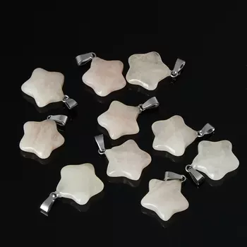 Кулон розовый кварц (биж. сплав) звезда 3 см