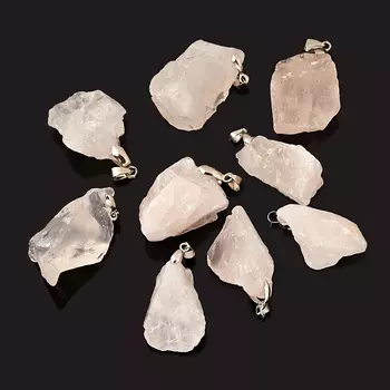 Кулон розовый кварц кристалл (биж. сплав)