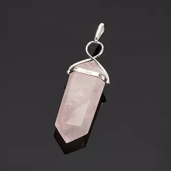 Кулон розовый кварц кристалл (биж. сплав) 4-6,5 см