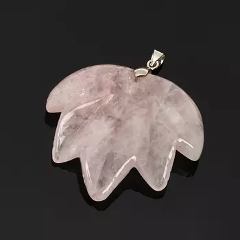 Кулон розовый кварц лист (биж. сплав) 5-5,5 см