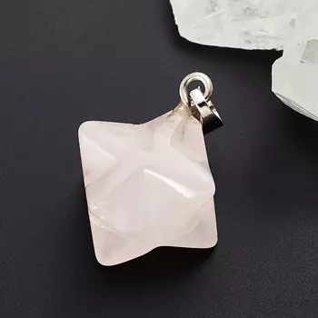 Кулон розовый кварц меркаба (биж. сплав) 3 см