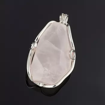 Кулон розовый кварц огранка (биж. сплав) 4-5 см