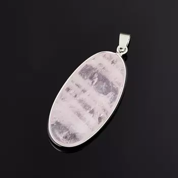 Кулон розовый кварц овал (биж. сплав) 5 см