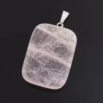 Кулон розовый кварц прямоугольник (биж. сплав) 4,5 см
