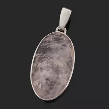 Кулон розовый кварц (серебро 925 пр.) овал