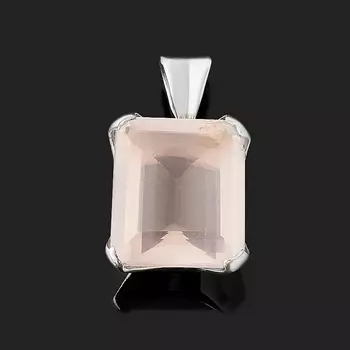 Кулон розовый кварц (серебро 925 пр.) прямоугольник огранка