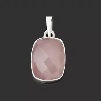 Кулон розовый кварц (серебро 925 пр.) прямоугольник огранка