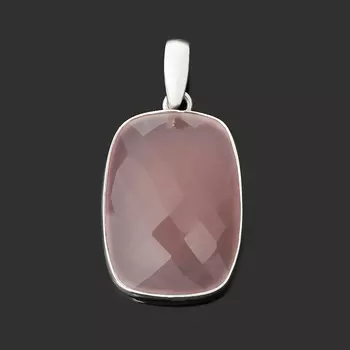 Кулон розовый кварц (серебро 925 пр.) прямоугольник огранка