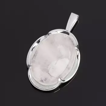 Кулон розовый кварц (серебро 925 пр. родир. бел.)