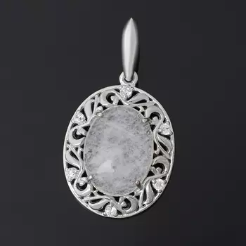 Кулон розовый кварц (серебро 925 пр. родир. бел.)