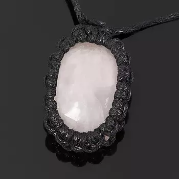 Кулон розовый кварц (текстиль)