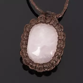 Кулон розовый кварц (текстиль)