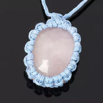 Кулон розовый кварц (текстиль)