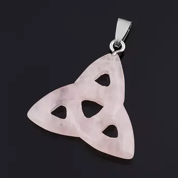 Кулон розовый кварц трикветр (биж. сплав) 4,5-5 см