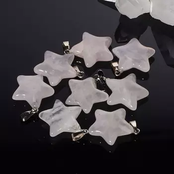 Кулон розовый кварц звезда 2,5-3 см