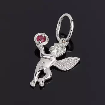 Кулон рубин Ангел-хранитель огранка (серебро 925 пр.)