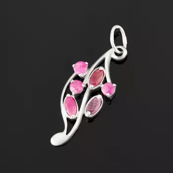 Кулон рубин огранка (серебро 925 пр. родир. бел.)