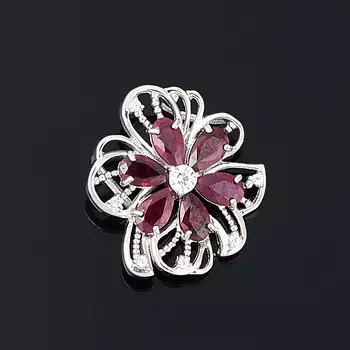 Кулон рубин огранка (серебро 925 пр. родир. бел.)