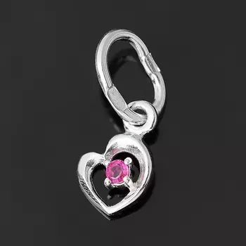 Кулон рубин (серебро 925 пр. родир. бел.) сердечко огранка