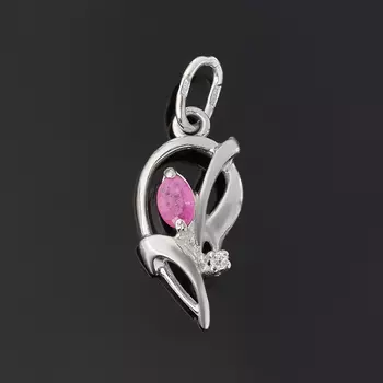 Кулон рубин (серебро 925 пр. родир. бел.) огранка