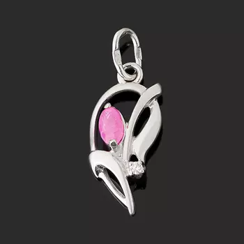 Кулон рубин (серебро 925 пр. родир. бел.) огранка