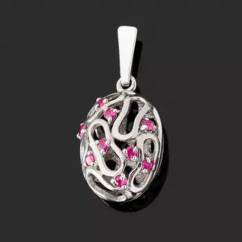 Кулон рубин (серебро 925 пр. родир. бел.) огранка