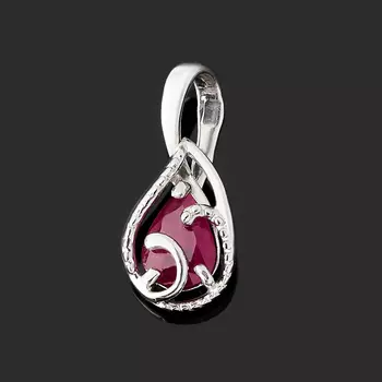 Кулон рубин (серебро 925 пр. родир. бел.) огранка