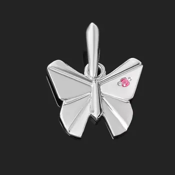 Кулон рубин (серебро 925 пр. родир. бел.) бабочка огранка