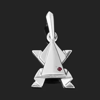 Кулон рубин (серебро 925 пр. родир. бел.) лягушка огранка