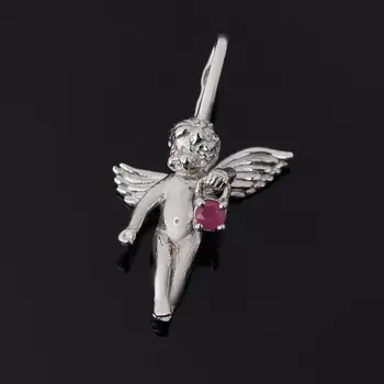 Кулон рубин (серебро 925 пр. родир. бел.) огранка