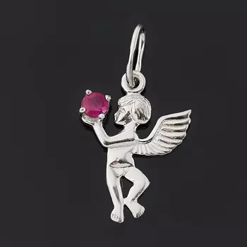 Кулон рубин (серебро 925 пр. родир. бел.) огранка