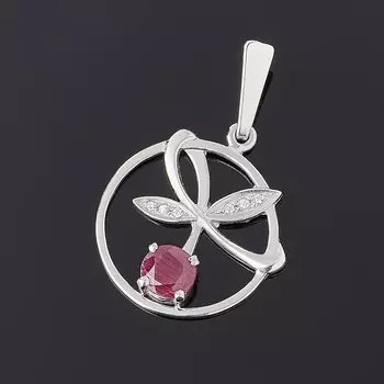 Кулон рубин (серебро 925 пр. родир. бел.) огранка